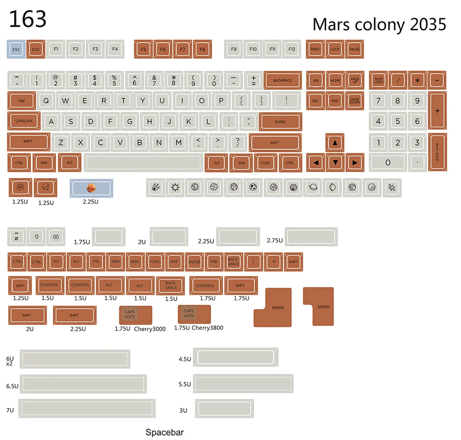 Mars colony XDAS профиль keycap 121/163 сублимированный краситель filco/DUCK/Ikbc MX Переключатель механическая клавиатура keycap, продаются только брелки