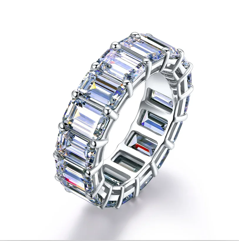 

Emerald Cut Simulated Diamond Ring,women silver weeding ring
