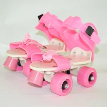 New Children Two Line Roller Skates Double Row 4 Wheel Skating Shoes Free Size Sliding Slalom Inline Skates Gifts For Kids IB02