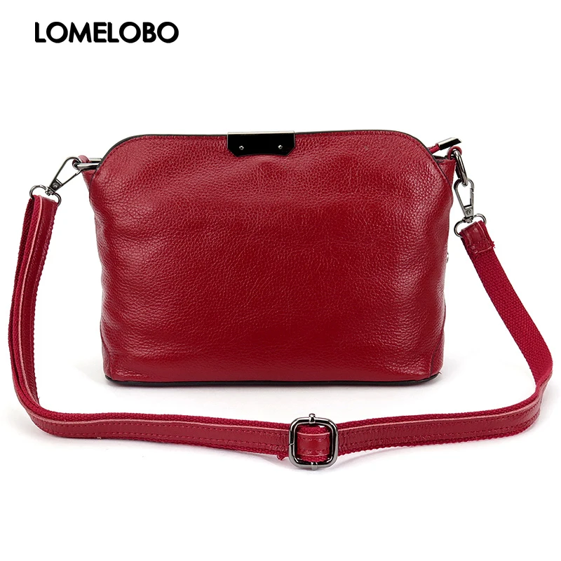 

Lomelobo Casual Genuine leather Women Messenger Bags Fashion metal decoration Crossbody Bags Small Ladies Shoulder bags HBL1216