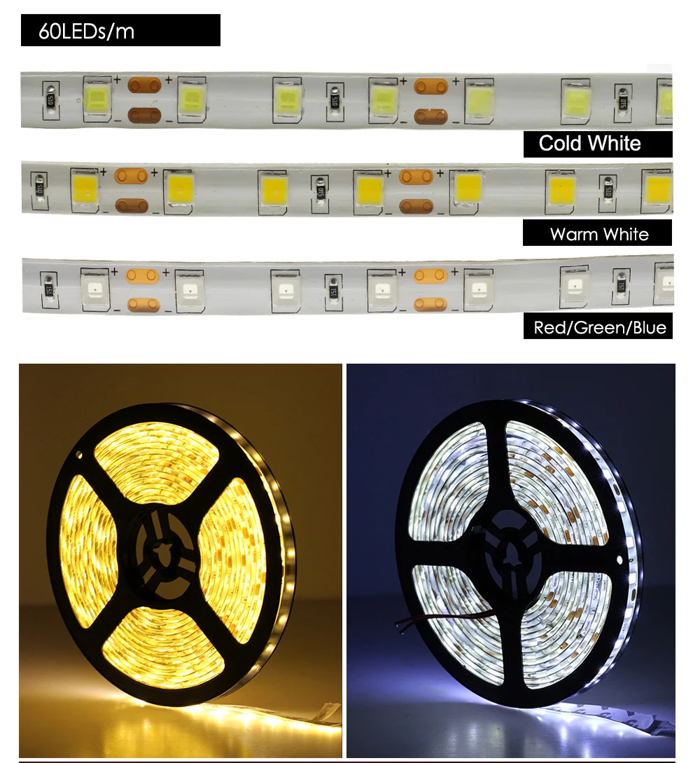 Светодиодный светильник 12 В постоянного тока 5054, гибкая Водонепроницаемая Диодная лента 60 светодиодный s/m 120 светодиодный s/m ярче, чем 5050 3528 RGB 12 В светодиодный ленточный 5 м/лот