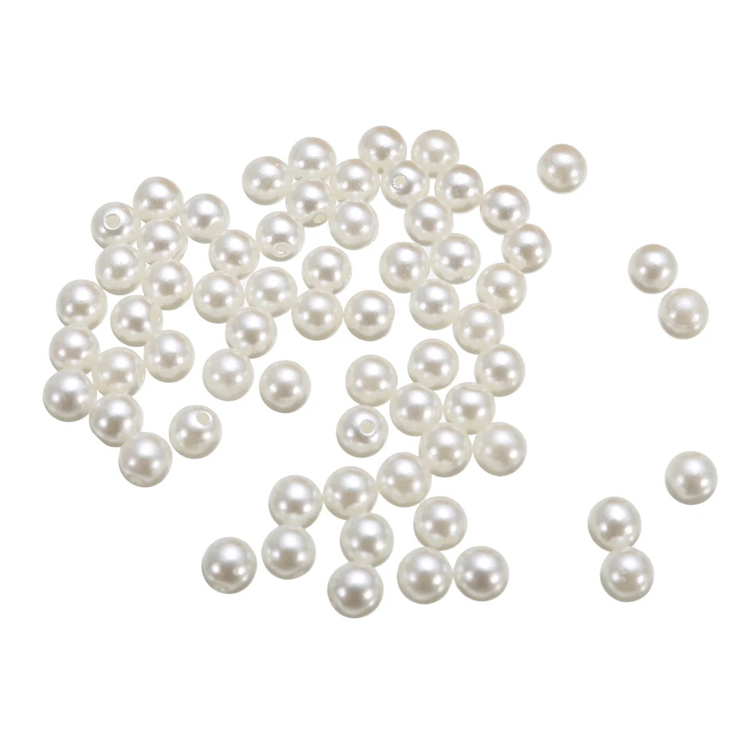 100pcs 6mm Round White Pearls Rivets Studs Pearl Spikes for DIY Leather Bag Shoes Clothes Decoration