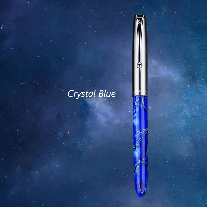 Tampa de Aço Inoxidável de Cristal de Resina Escrita com Caneta de Tinta para Escritório Jinhao Caneta Acrílica Extra Fine Nib 0.38 Milímetros Suave Cor 8 Jinhao Caneta Tampa de Aço Inoxidável de