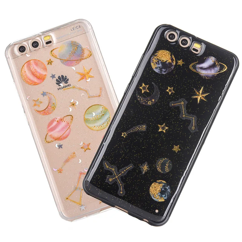 

TPU Cover Glitter Space planet Anti-drop Soft Silicon Case for Huawei P10 P10Lite P10 Plus P8 P8Lite P9 P9Lite Coque Capa black