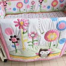 Промо-акция! Комплект постельных принадлежностей для малышей из 7 предметов, детская кроватка с вышивкой для маленьких мальчиков(бампер+ пододеяльник+ покрывало+ юбка для кровати