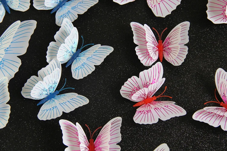 12 шт Двухслойная 3D Наклейка на стену с бабочкой для свадебного украшения комнаты бабочки настенные декоративные магнитные наклейки для холодильника
