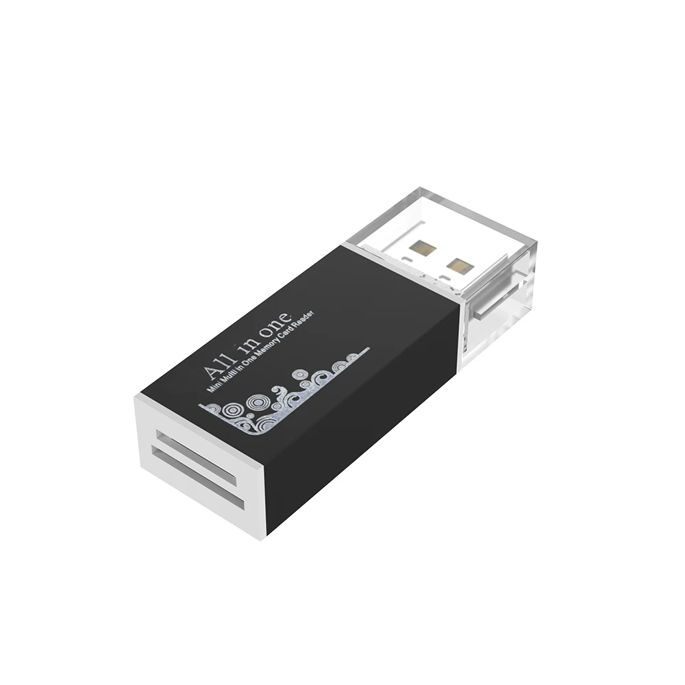 4 в 1 кардридер USB 2,0 SD/Micro SD TF смарт-карта памяти адаптер для ноутбука USB 2,0 кард-ридер SD кард-ридер - Цвет: Черный