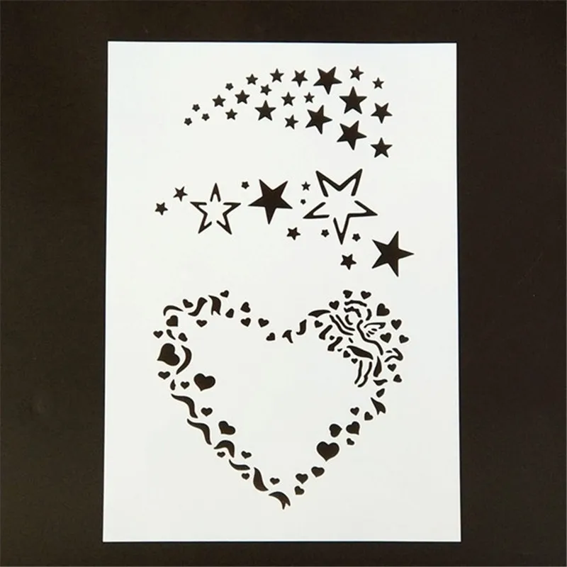 

A4 Size DIY Craft Angel Star Pattern Stencil Template For Wall Painting Scrapbooking Stamp Decor Embossing Paper Cards