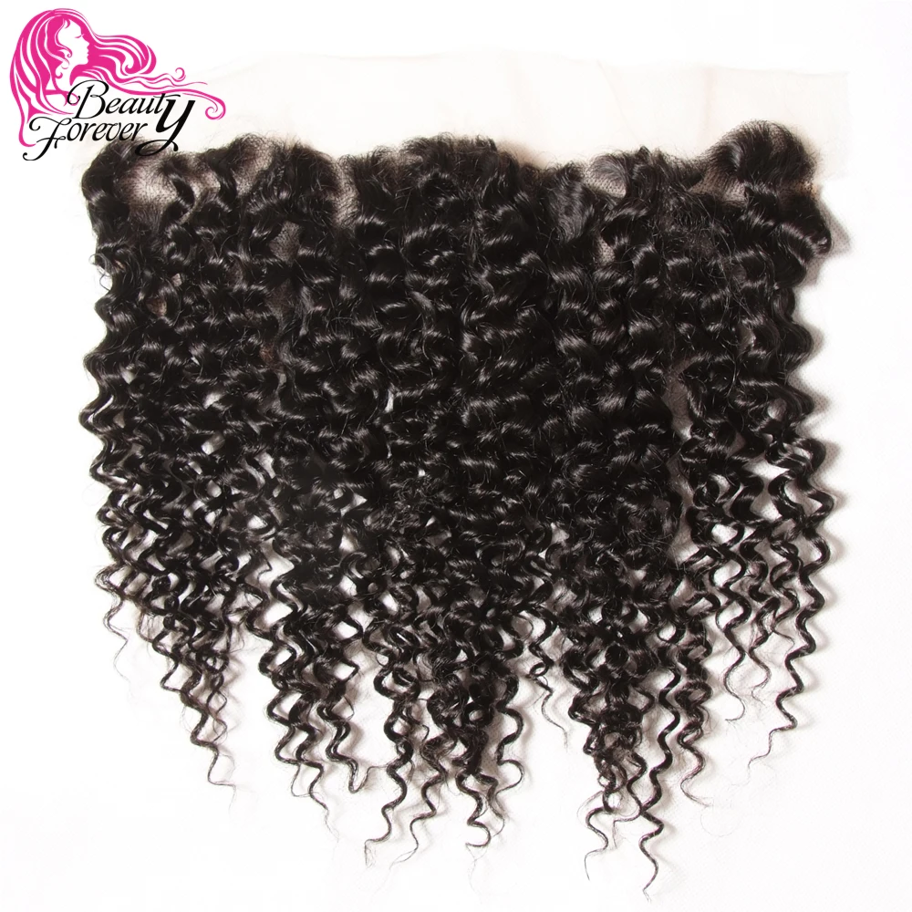 

Beauty Forever Brazilian Curly Hair Lace Frontal Closure 13*4 Free Part Ear to Ear Remy Human Hair Closures Natural Color
