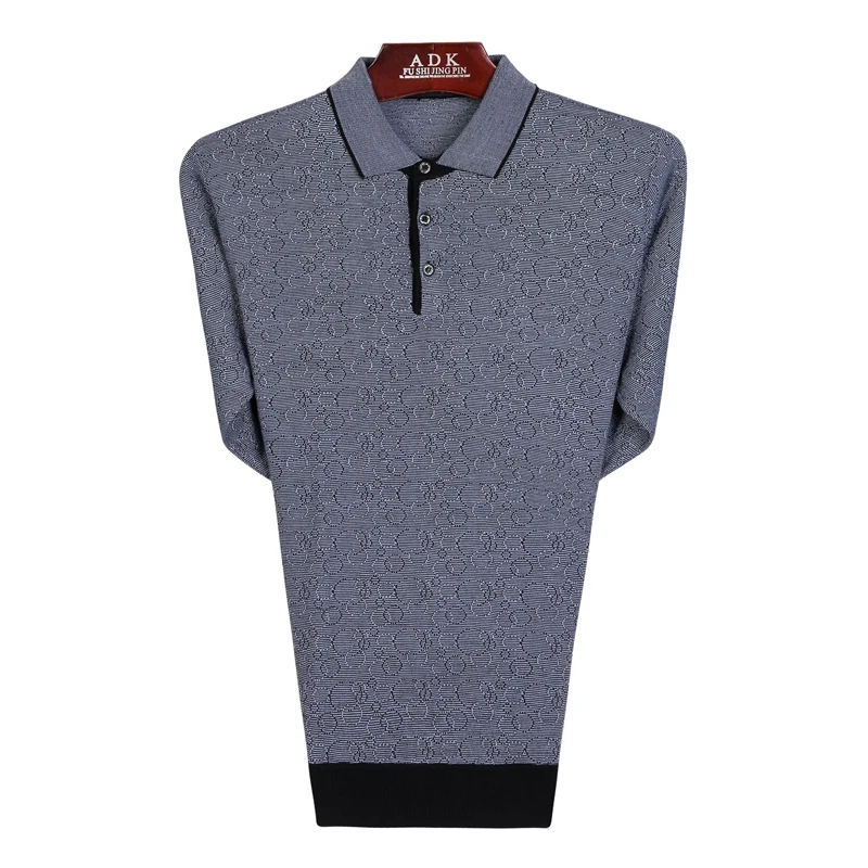 

Man Spring Autumn Knitted Blouse Gray Tuen Down Collar Long Sleeve Cashmere Blend Tops Mature Man Casual Shirt Father Clothes