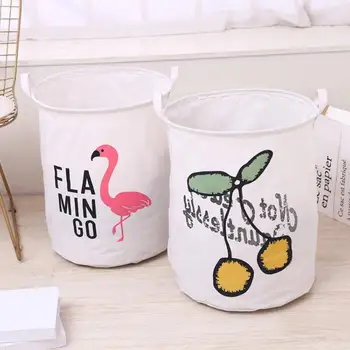 

New Cartoon Cherry Folding Waterproof Laundry Hamper Clothes Storage Baskets Home decoration barrel kids toy organizer bucket
