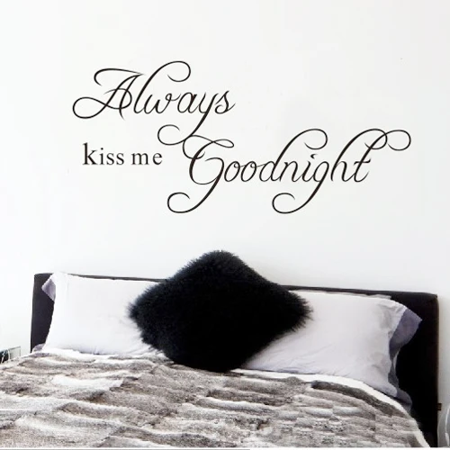 22," x 10,2" Always Kiss Me Goodnight Сделай Сам Съемный художественный виниловый стикер с цитатой на стену Наклейка Фреска украшение дома