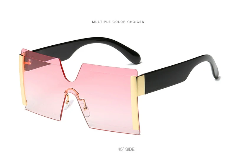 Модные негабаритные Квадратные Солнцезащитные очки без оправы для женщин, фирменный дизайн, плоский верх, большие солнцезащитные очки, женские, цельные, для путешествий, Gafa de sol