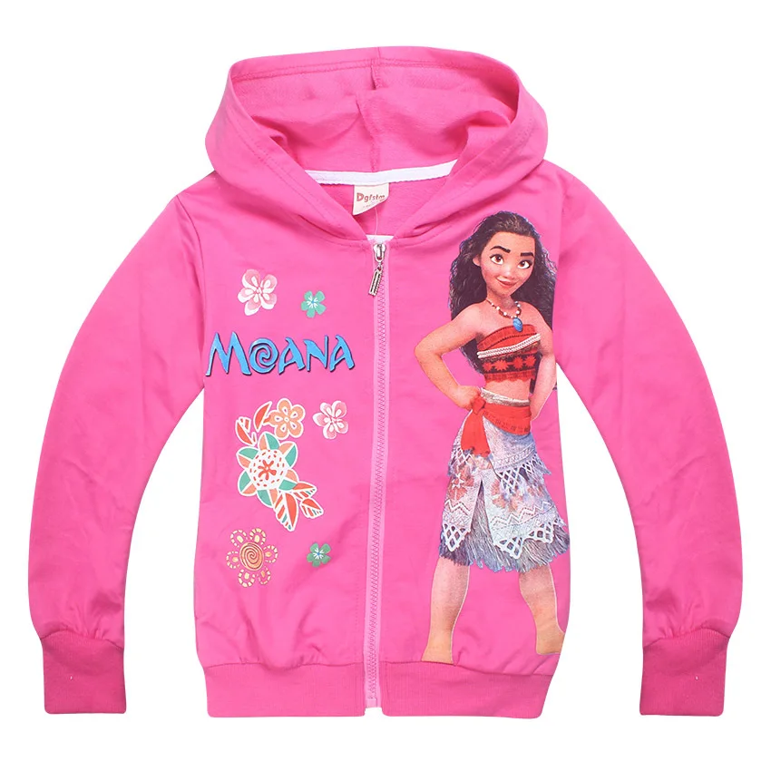 Для маленьких девочек осенние толстовки с троллями футболки девушки Moanna толстовка с капюшоном для девочек, мультяшный набор для вечеринки с героями мультфильма «Моана»; пальто рубашка с изображением Моаны