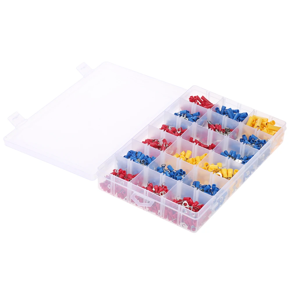 

1200PCS Assorted Insulated Terminals 10 Kinds Copper Crimp Electrical Wire Cable Connector Kit Cord Ring End Set