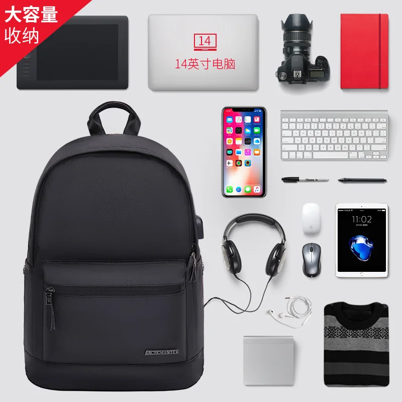 

ARCTIC HUNTER High Quality Waterproof Oxford Backpacks USB charger waterproof zipper backpack men travel back pack bag B00073