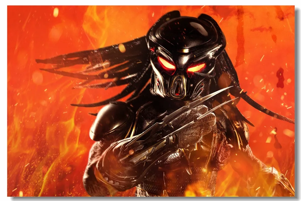 

Custom Canvas Wall Decals Alien VS Predator Poster The Predator Stickers AVP Wall Murals Bar Cafe Wallpaper Home Decor #0204#