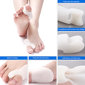 Top 1 Pair 2pcs Silicone Toe Separator Hallux Valgus Bicyclic Thumb Orthopedic Corrector Big Bone Adjuster Bunion Treatment