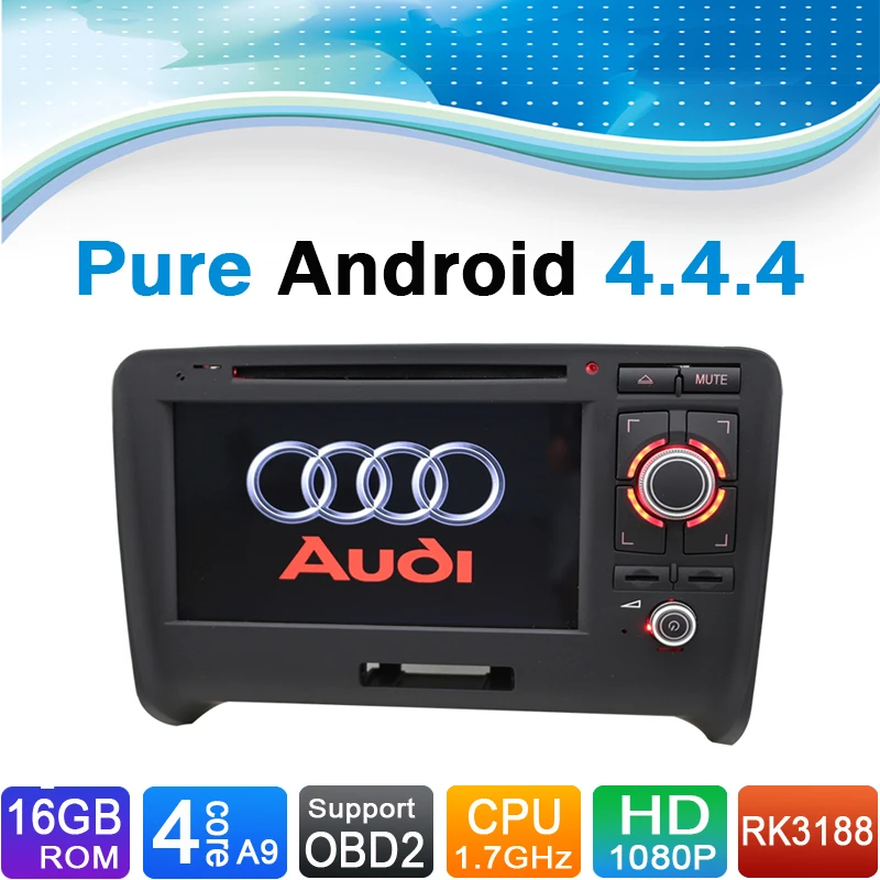 Excellent (Quad Core, 16 GB iNand Flash) Pure Android 4.4 Car DVD Player Auto Radio Autoradio for Audi TT(2006-2012) 0