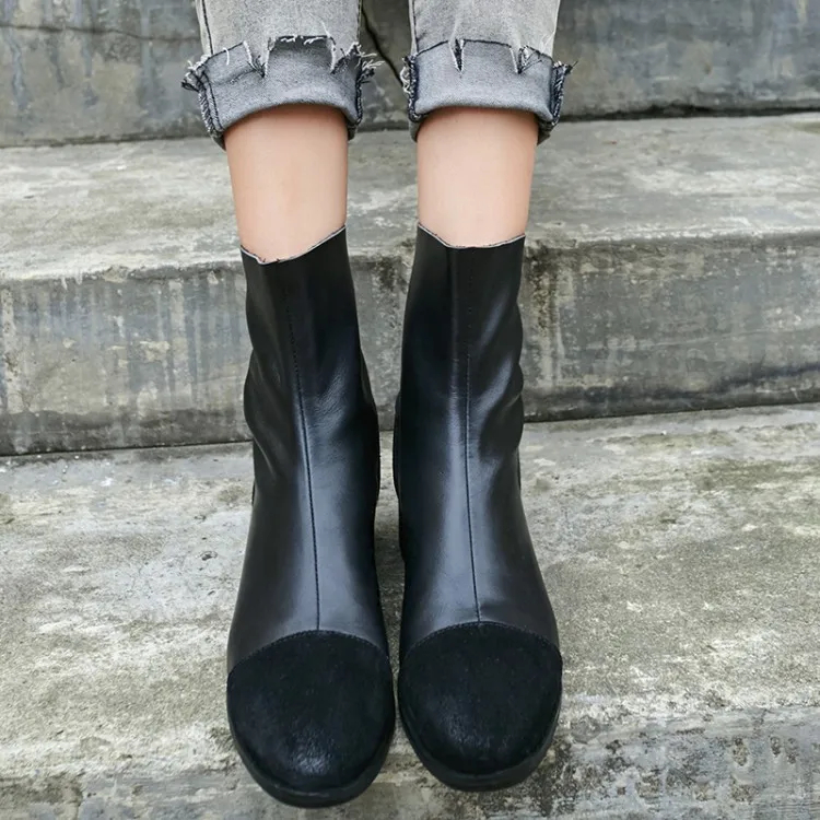MLJUESE/2019 женские ботильоны из коровьей кожи, зимние теплые ботинки «Челси», женские ботинки на низком каблуке, большие размеры 34-43