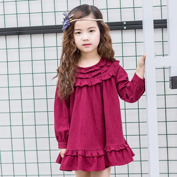 

Kids 2018 spring new 100% cotton long-sleeved doll princess dress girls dress 2 3 4 5 6 7 8 years old