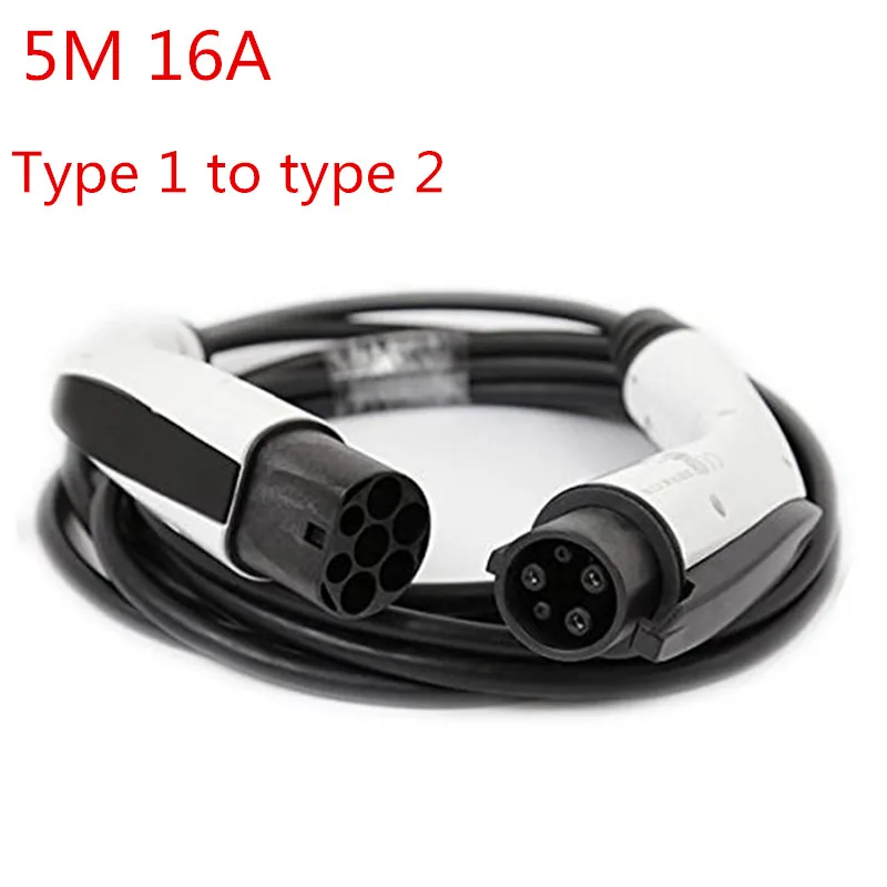 

EV Charger 16A SAE J1772 To IEC 62196-2 Type 1 To Type 2 Plug Adapter Connector 5m Cable for Electric Vehicle Charging Station