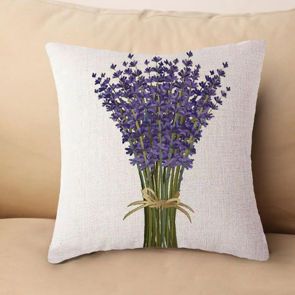 Наволочка для подушки фиолетовое растение Лаванда лен/хлопок Цветочный Дизайн чехол для подушки декоративная наволочка для подушки Чехол для подушки