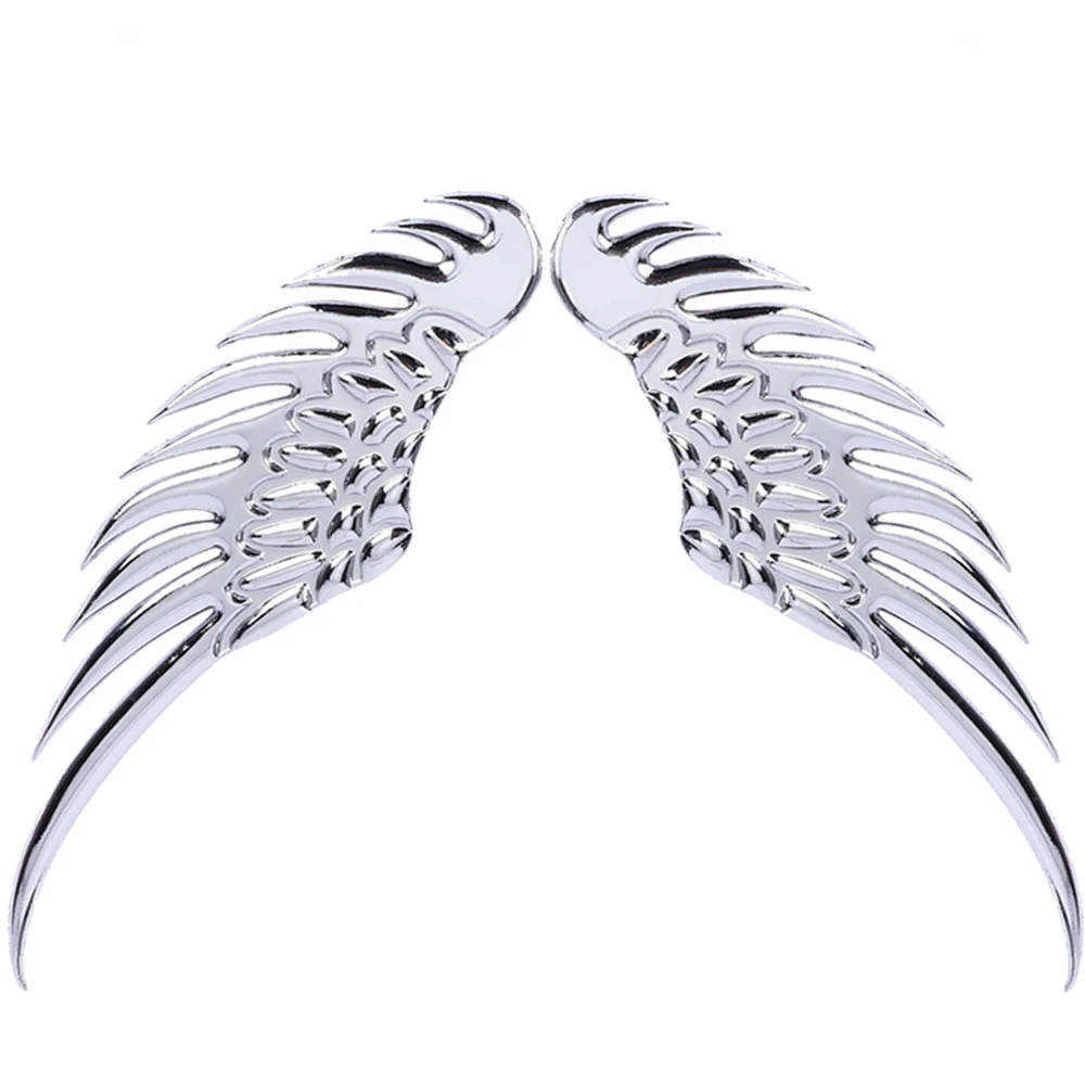 Pair Chrome Metal Angel Wings Auto Car Motorcycle Emblem Badge Decal Sticker