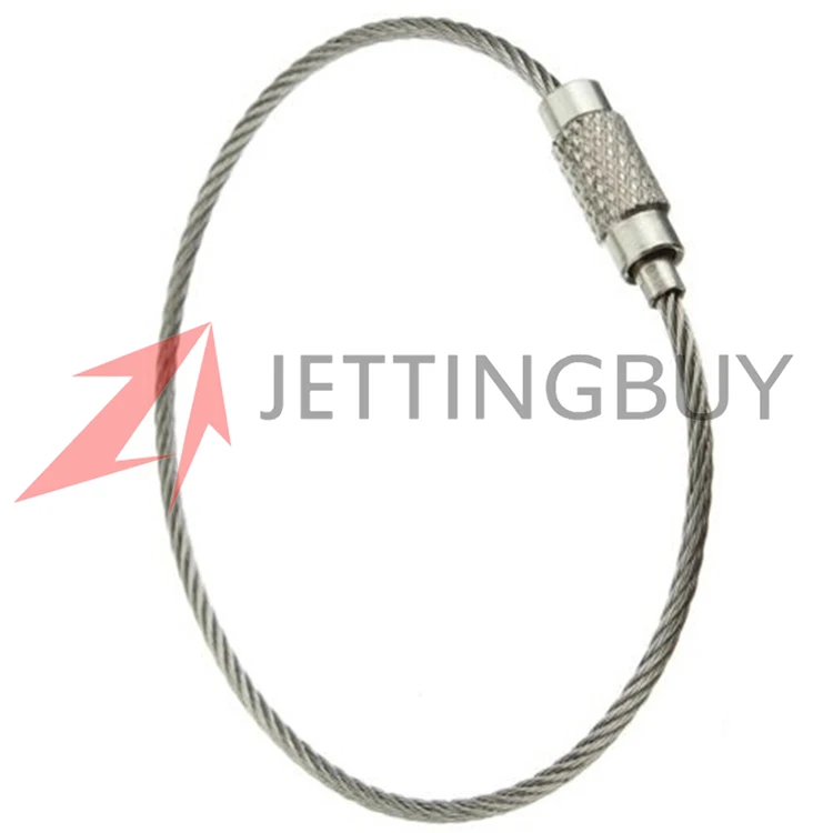 

150mm Stainless Steel Wire Key Ring Chain Keychain Pendant Loop Climbing Working Aloft Tools Chain with Lock 10pcs/lot
