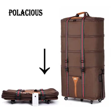 Grande capacité Oxford tissu Envoi par Avion voyage sac/pliage valise/Super grand case à cocher bagages/brun et noir valise