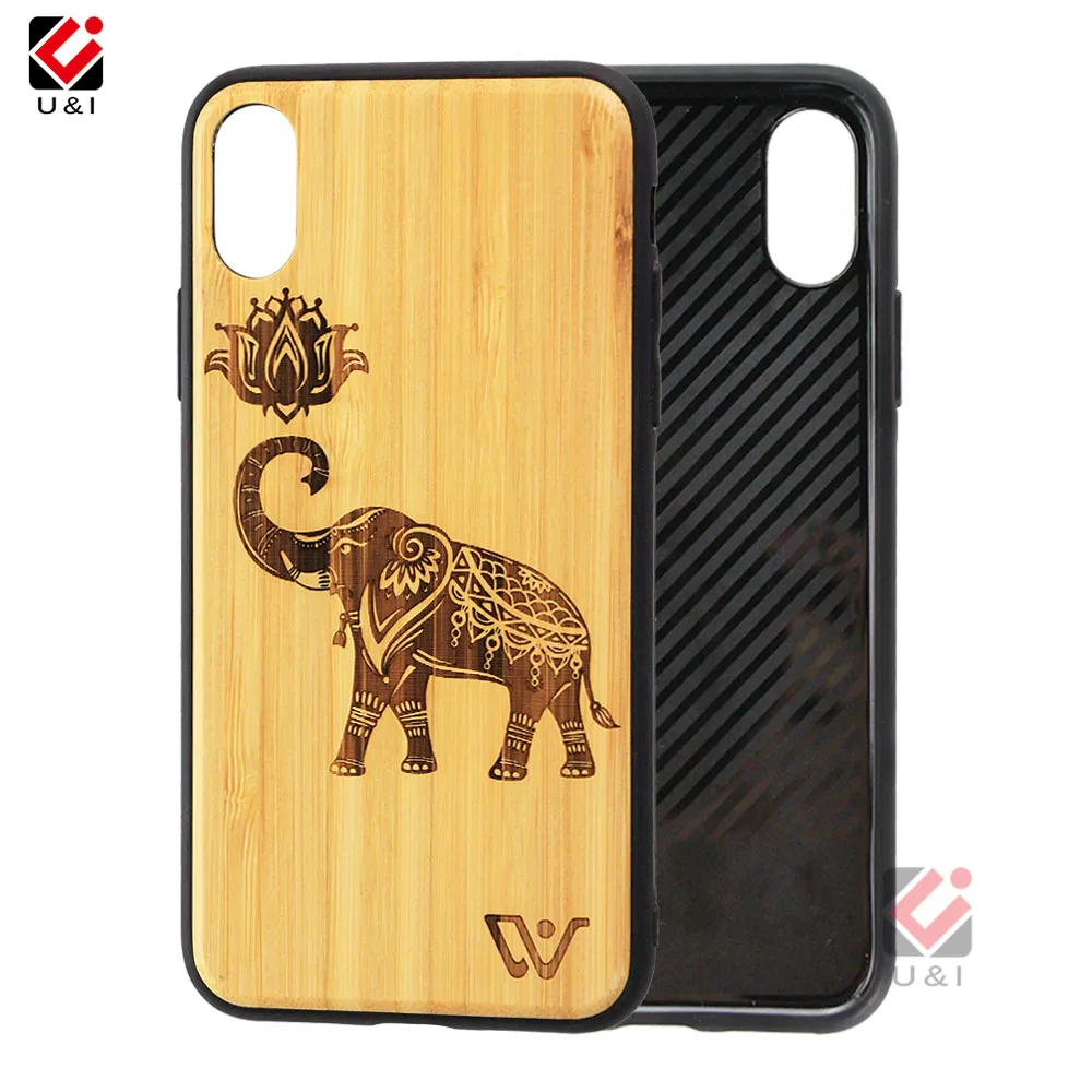

U&I Luxury Unique Wooden Phone Case For Iphone X 5.8inch Natural Real Wood Carving Wooden Protector Cover for Coque iphone X