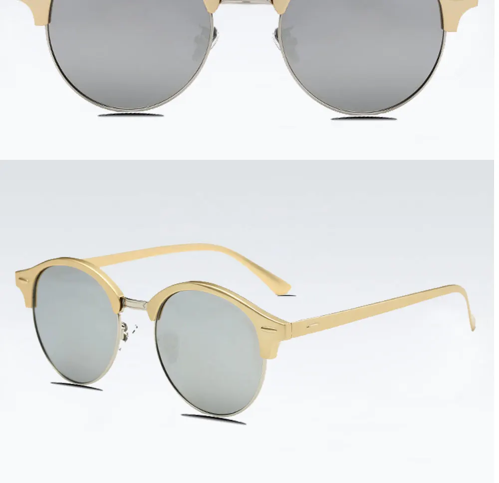 VEGA Eyewear Circle Vintage Sunglasses Polarized Women Semi-Rimless Ladies Designer Sunglass Hipster Glasses Aluminium 185  (16)