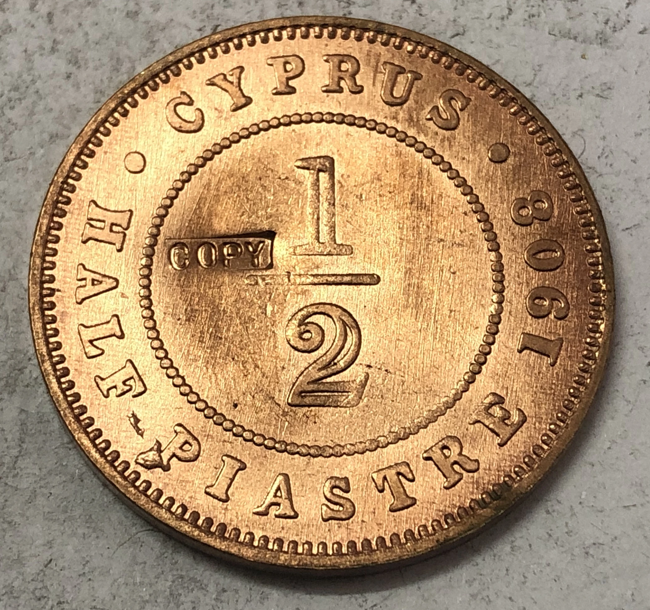 

1908 Cyprus Half Piastre - Edward VII Bronze Coin