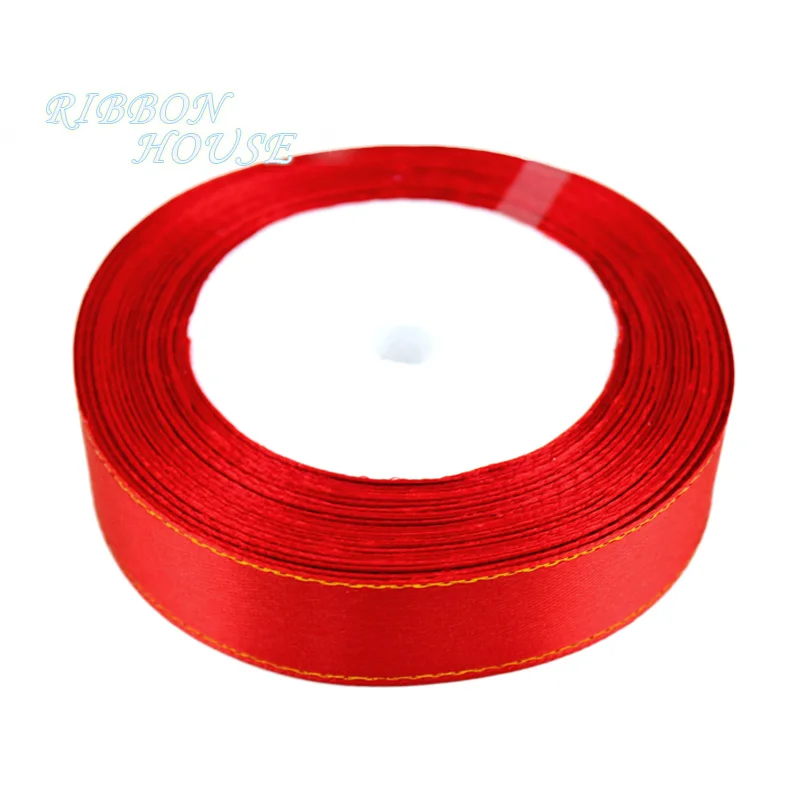 Luxurious 20mm White Satin Ribbon with Gold Edge - 25 Yards of High-Quality Gift Packaging Ribbon (Wholesale)
