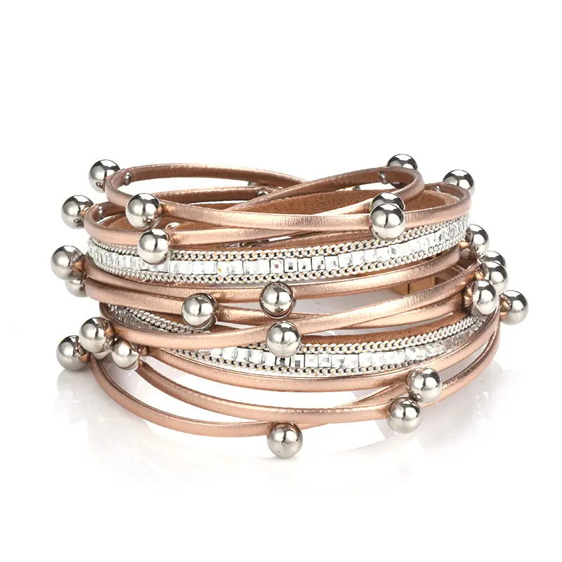 Design Fashion Bead Multiple Layers Charm Bracelet For Women Men Leather Bracelets &amp Bangle New Femme Party Drop shipping | Украшения и
