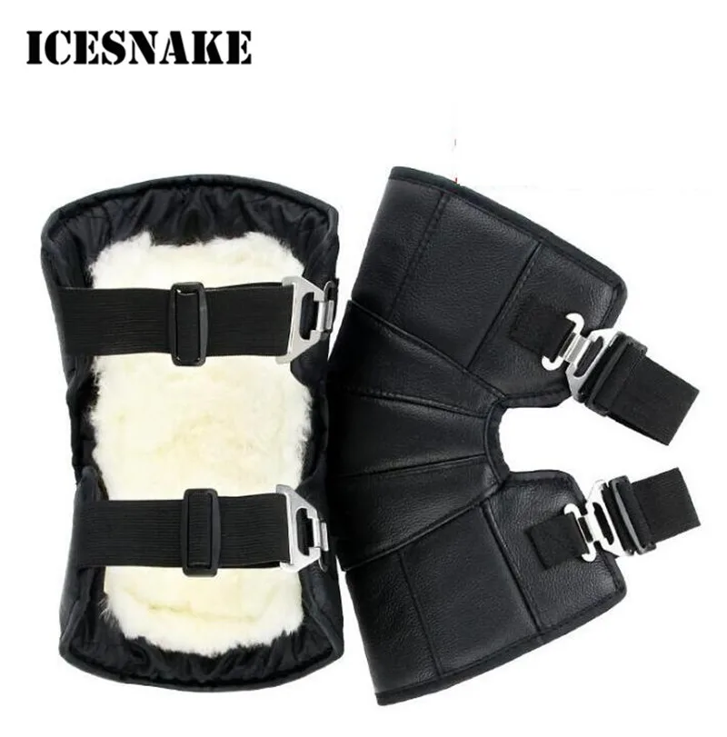 

ICESNAKE Motorcycle Warm Kneepad Motorbike Riding Knee Pads Windproof Winter Outdoor Knee Protective Guard PU Leather Waterproof