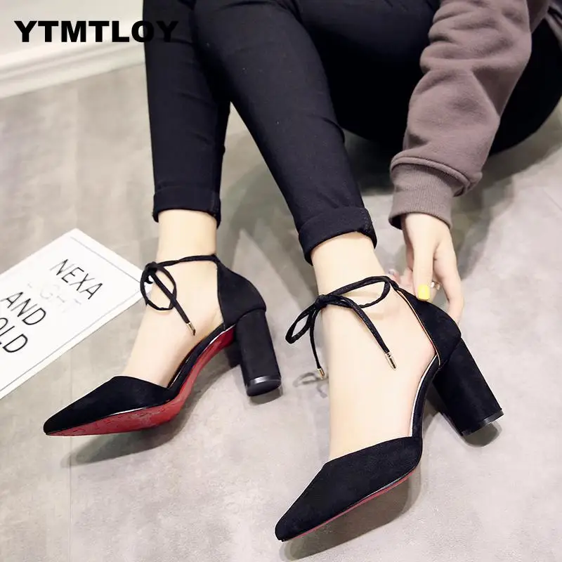 Summer Women Shoes Pointed Toe Pumps Dress High Heels Boat Wedding tenis feminino Side with Straps Pink Heels Zapatos De Mujer