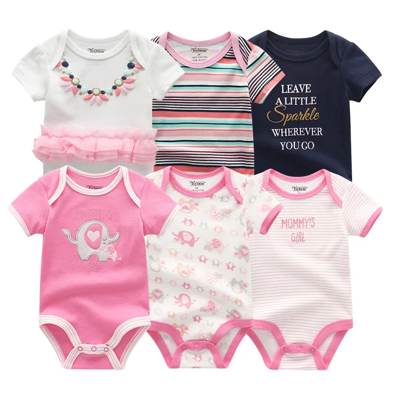 6 шт./лот, Одежда для новорожденных мальчиков, хлопковая одежда для маленьких девочек 0-12 месяцев, Roupa de bebes, одежда с единорогом для маленьких девочек, боди, платье для девочек - Цвет: baby clothes6720