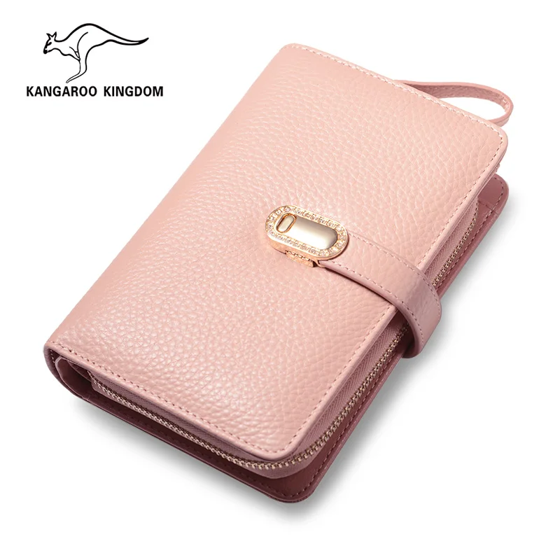 

KANGAROO KINGDOM fashion luxury genuine leather women wallets brand hasp lady short purse card holder wallet