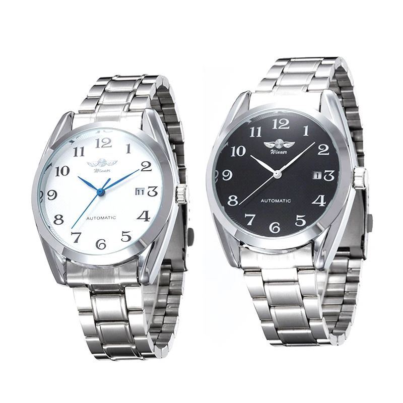 

Hot Sell Men's Watches Full Automatic Mechanical Watches Simple Fashion Silver Alloy Band Sports Business Wrist Watches JL