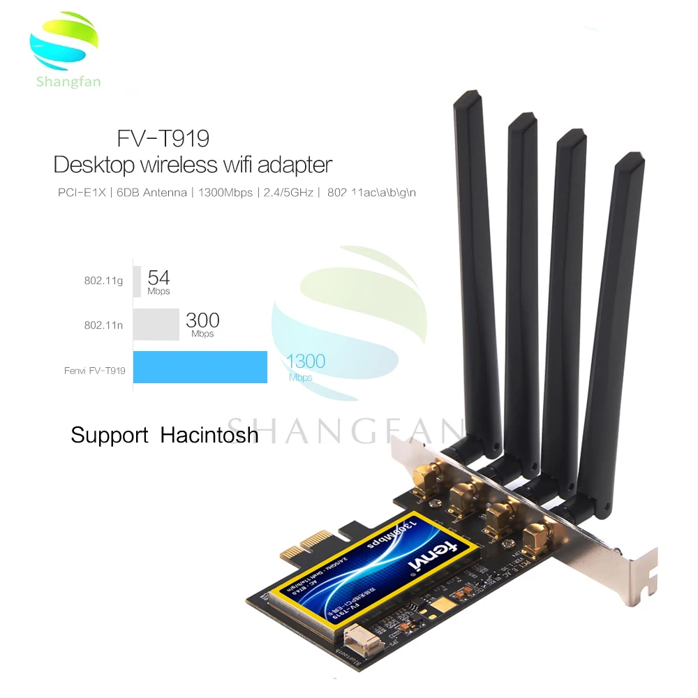 FV T919 Двухдиапазонная 802.11AC настольная Wi Fi карта 802 11 A/B/G/N/AC Broadcom BCM94360 Беспроводная