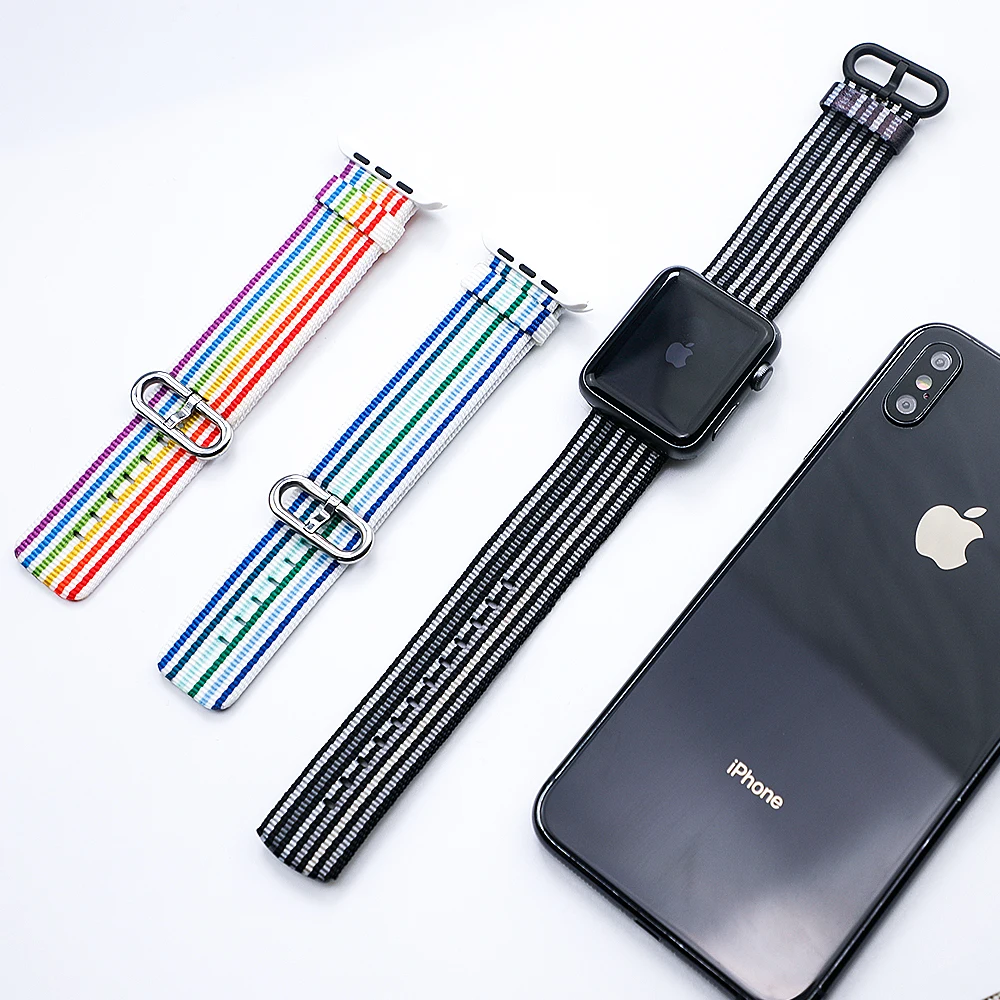 Ремешок для Apple Watch Band apple watch 4 3 42 мм 44 correa iwatch band 38 40 pulseira тканый нейлоновый