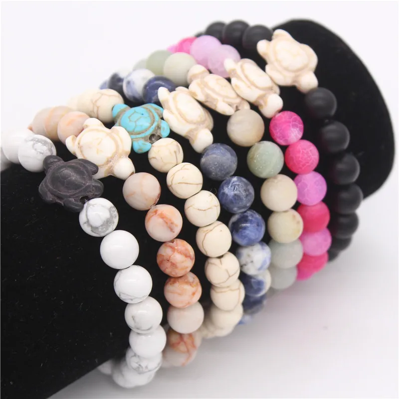 

Poshfeel Turtle Bracelets & Bangles 8Mm Natural Stone Bead Bracelet For Women And Men Handmade Jewelry Mbr170442