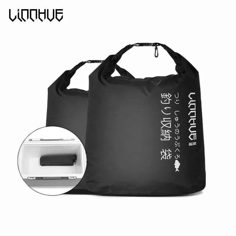 

LINNHUE Fishing Bucket Water 23/28/43L Outdoor Folding Portable Fish Bucket Japan PA Oxford Cloth High Quality Black Handle Bags