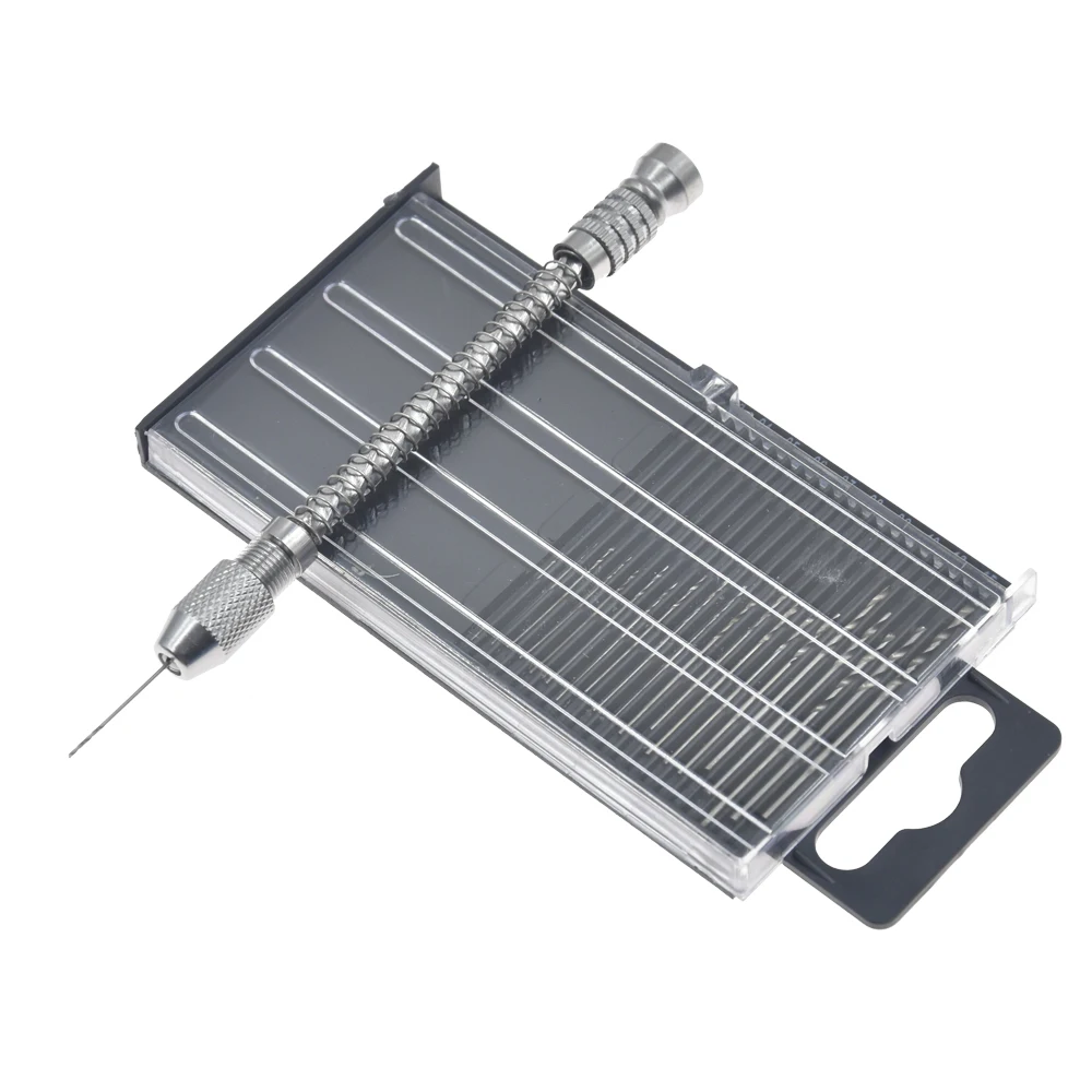 1 Набор 20 шт 0,3-1,6 мм мини-спиральные сверла набор полуавтоматическая алюминиевая ручная дрель с быстрозажимным патроном дерево пластик Хобби DIY инструмент