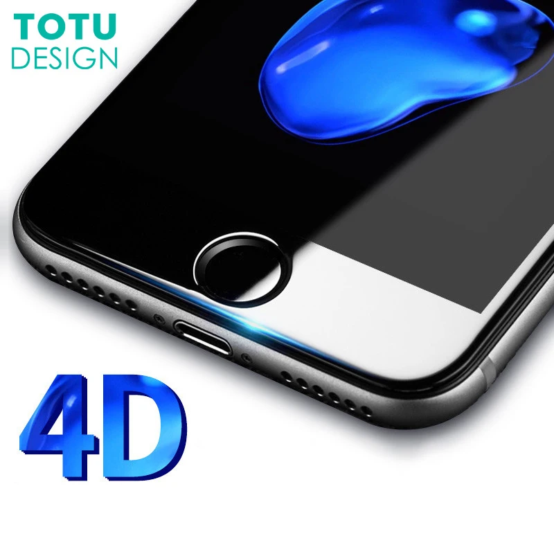 4D Screen Protector For iPhone 8 7 Plus TOTU 0.23 Premium Soft Edge Protection Tempered Glass For iPhone8 Full Cover Glass Film
