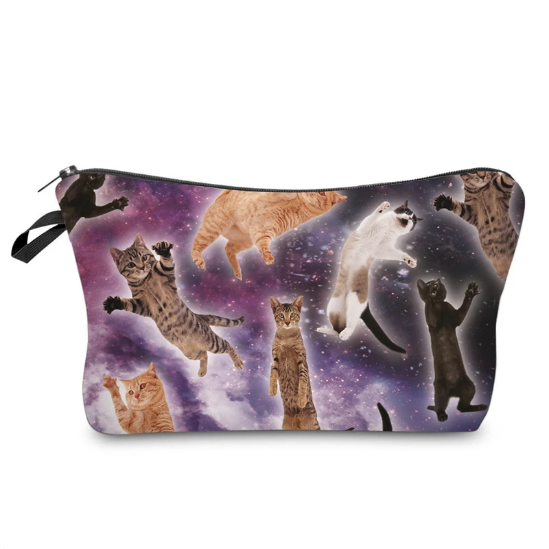 DAOXI 3D الطباعة التجميل أكياس الحيوان القطط النساء متعة المنظم مخزن للمكياج هدية للبنات