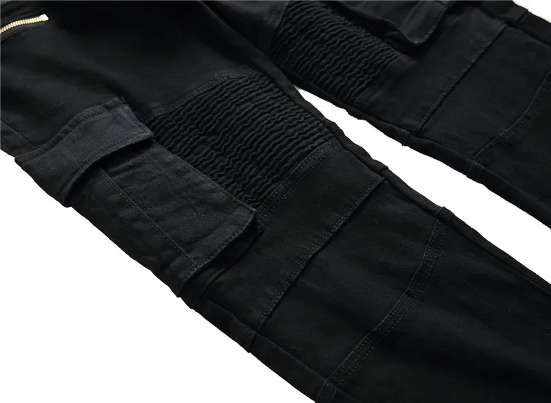 2019 новые мужские узкие джинсы зеленая молния мульти-карман военная форма мужская мода прилив брюки более размер 28-38 40 42