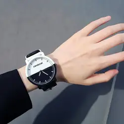 Роскошные часы для влюбленных черный, белый цвет силиконовый ремешок Мода для мужчин/для женщин кварцевые наручные часы reloj mujer relogio masculino