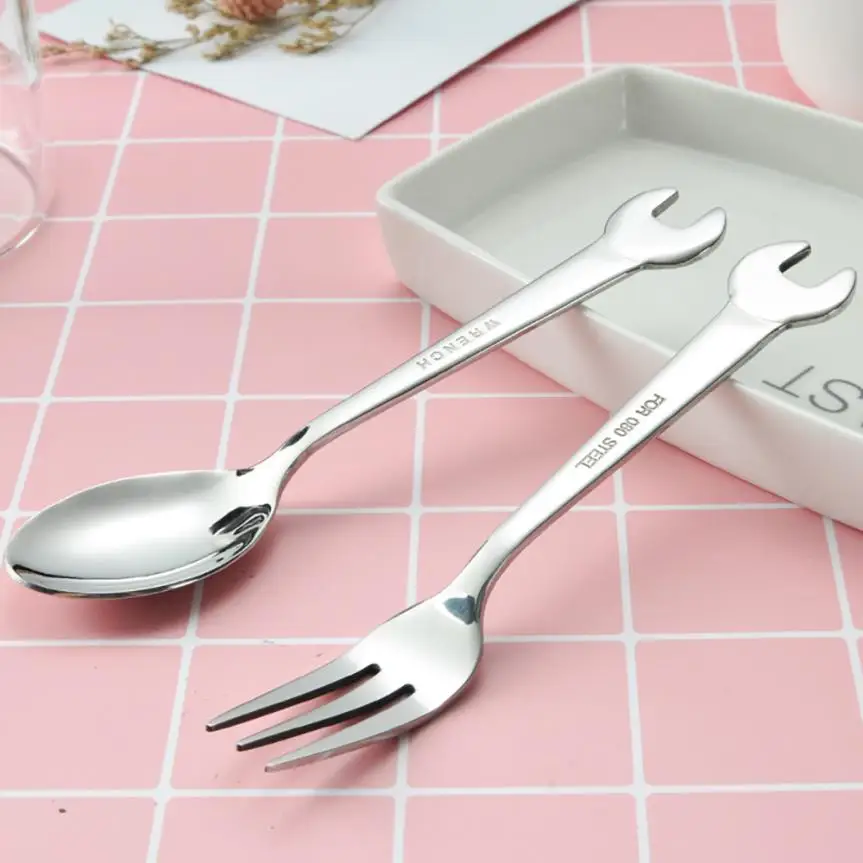 

Spoon stainless steel long bar spoon long handle tea coffee stir Spoon 2 pack chopsticks Fork Spoons drop shipping
